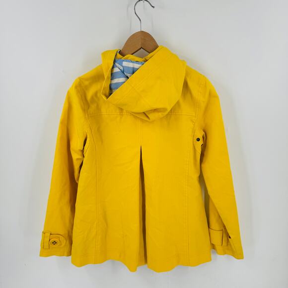 Boden Yellow Hooded Jacket Cotton Striped Lining Button Zip Front Size 2 - Picture 2 of 10
